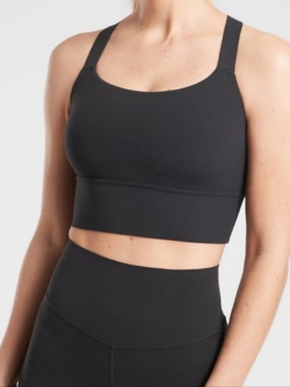 Athleta Longline Warrior Cross Back Sports Bra Black Size XL - Picture 1 of 15